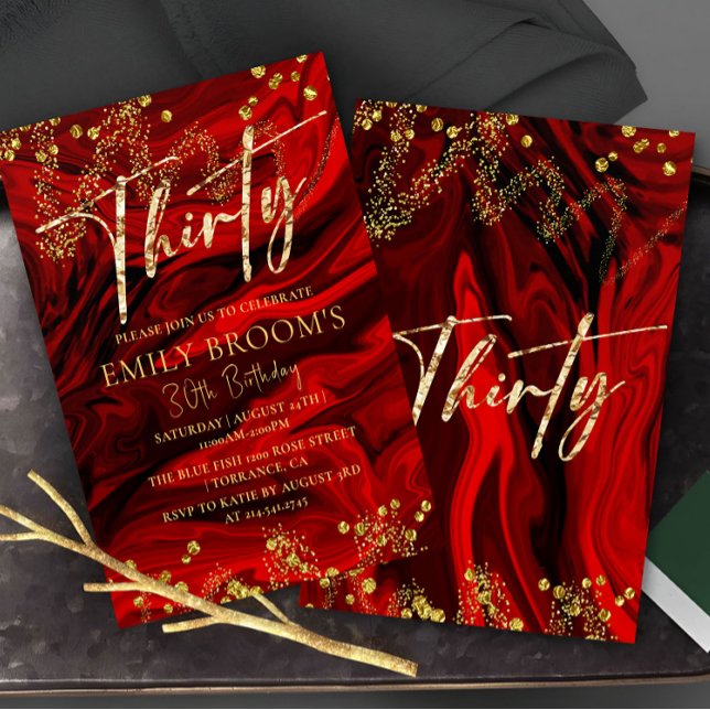 Elegant Red 30th Birthday Invitation (Creator Uploaded)