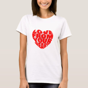 Elegant Red 3D Text Design Love From Your Heart T-Shirt