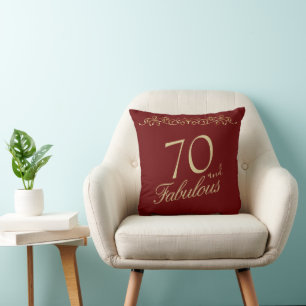 Elegant Red 70 and Fabulous 70th Birthday  Cushion