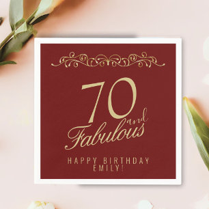 Elegant Red 70 and Fabulous Ornament 70th Birthday Napkin