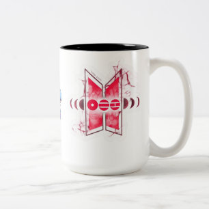 Elegant Red Abstract Design Mug Modern Aesthetic