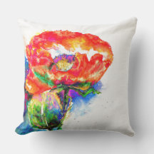 Elegant red abstract floral watercolor painting