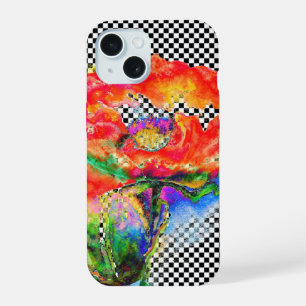 Elegant red abstract floral watercolor painting iPhone 15 case
