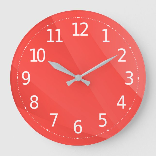 Elegant Red Abstract Geometric Background | Large Clock (Front)