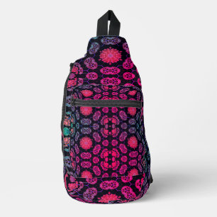 Elegant Red Abstract Geometric Backround Sling Bag