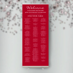 Elegant Red Alphabetical Order Guest Seating Chart Retractable Banner