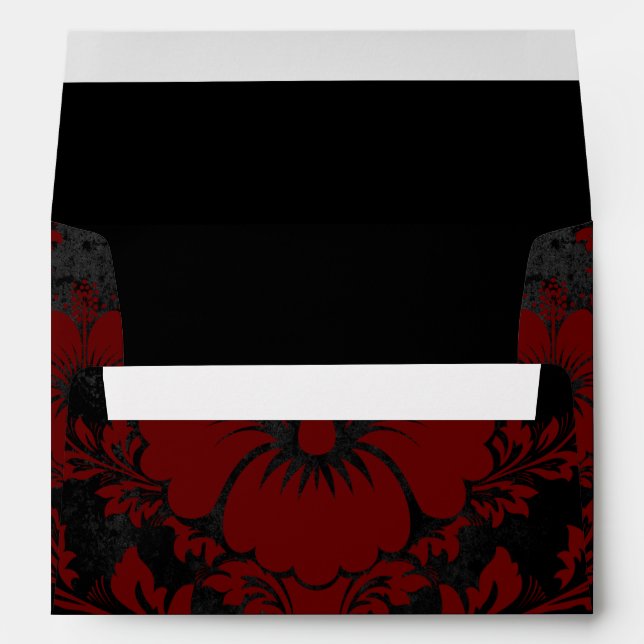 Elegant red and black damask Christmas elegant Envelope (Back (Bottom))