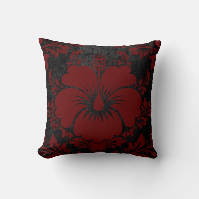 Elegant red and black damask elegant cushion (Front)