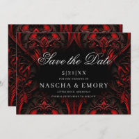 Elegant Red and Black Gothic Damask Wedding