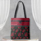 Elegant Red and Black Rose Tote Bag Classic Design