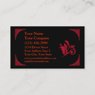 Elegant Red and Black Scrollwork Template Business Card