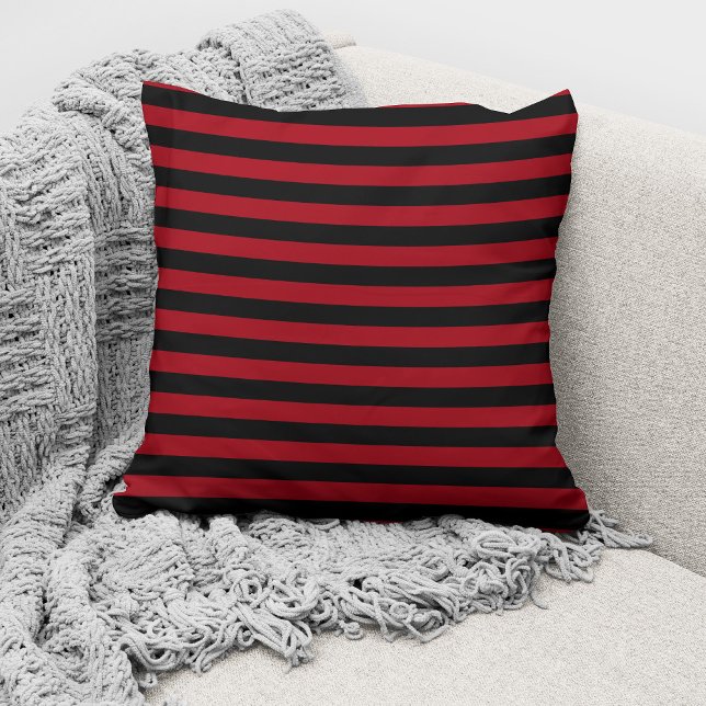 Elegant Red And Black Striped Pattern Cushion (Creator Uploaded)