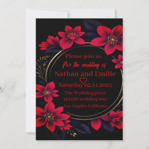 Elegant Red and black wedding Invitation