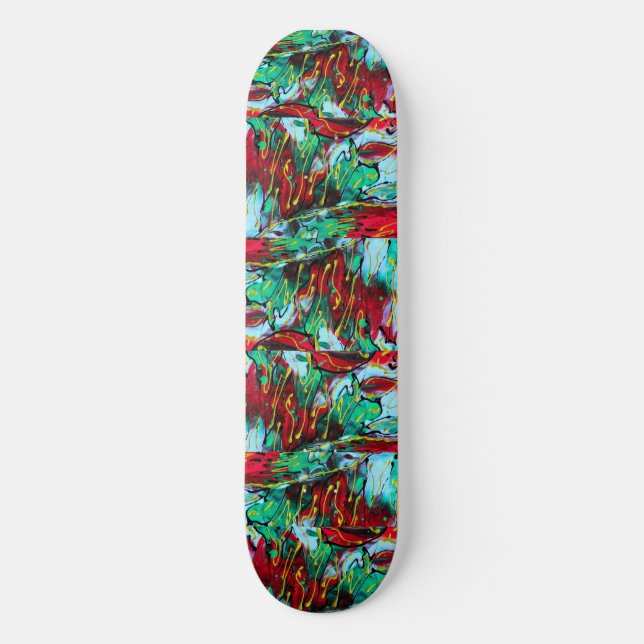 Elegant Red and Blue Skateboard (Front)