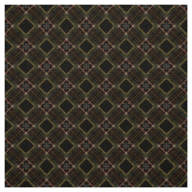Elegant Red and Brown Tile Upholstery Fabric - Geo (Swatch)