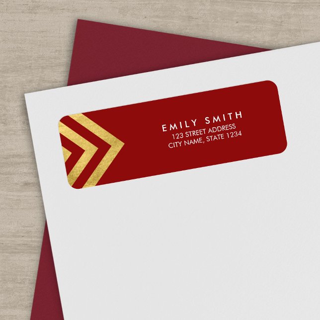 Elegant Red and Faux Gold Geometric Address (Creator Uploaded)