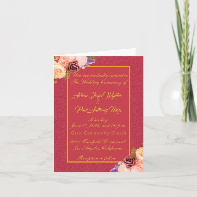 Elegant Red and God Invitation (Front)