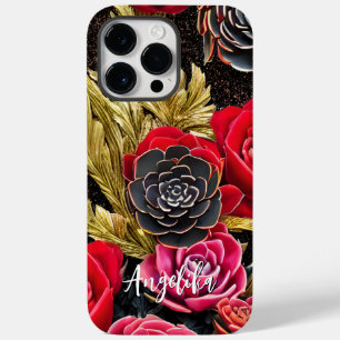 Elegant Red and Gold Abstract Minimalist Case-Mate iPhone 14 Pro Max Case