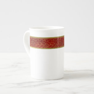 Elegant Red and Gold Bone China Mug