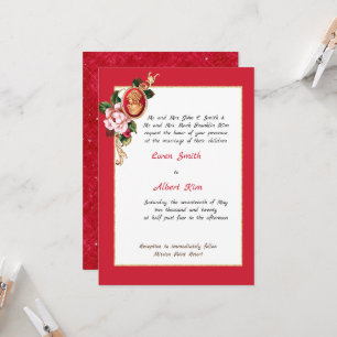 Elegant Red and Gold Cameo Invitation