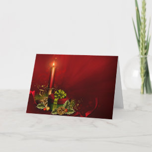 Elegant Red and Gold Candle Christmas Card