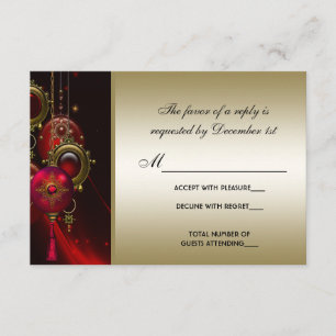 Elegant Red and Gold Christmas Party RSVP