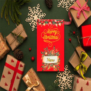 Elegant Red and Gold Christmas Photo Card   Person