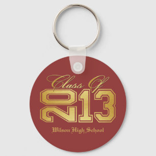 Elegant Red and Gold Class of 2013 Key Ring
