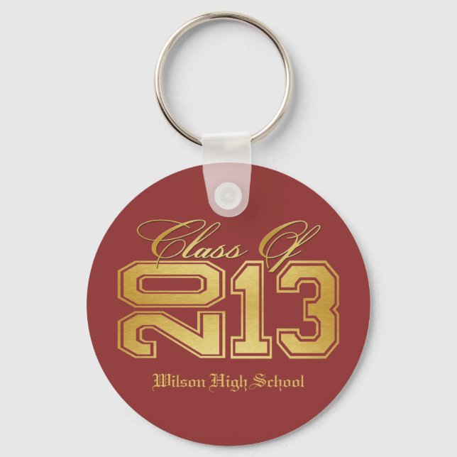 Elegant Red and Gold Class of 2013 Key Ring (Front)