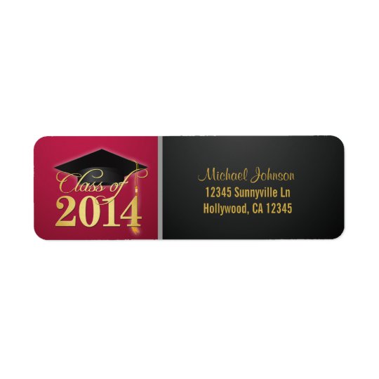 Elegant Red and Gold Class of 2014 Return Address Label