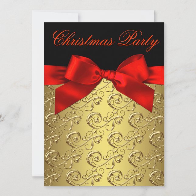 Elegant Red and Gold Corporate Christmas Party Invitation (Front)
