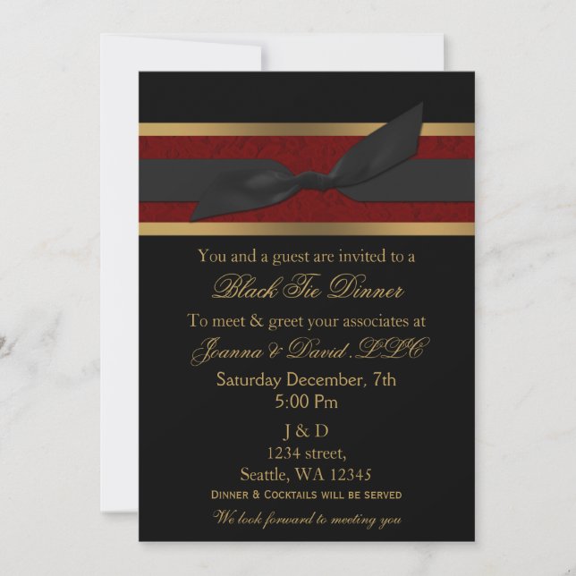 Elegant Red and Gold Corporate party Invitation (Front)
