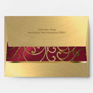 Elegant Red and Gold Filigree Envelopes