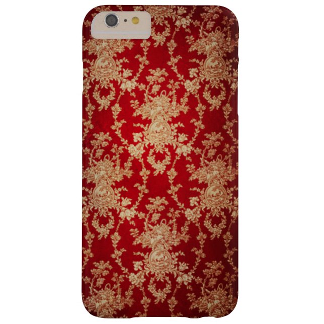 Elegant Red and Gold Floral Damask Case-Mate iPhone Case (Back)