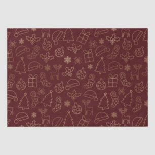 Elegant Red and Gold Foil Christmas Pattern Tissue Paper