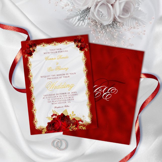 Elegant Red and Gold Foil Floral Wedding (Creator Uploaded)