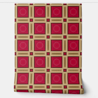 Elegant Red and Gold Geometric Pattern Wallpaper
