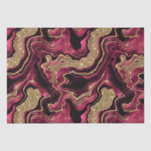 Elegant Red and Gold Glitter Agate Birthday Tissue Paper