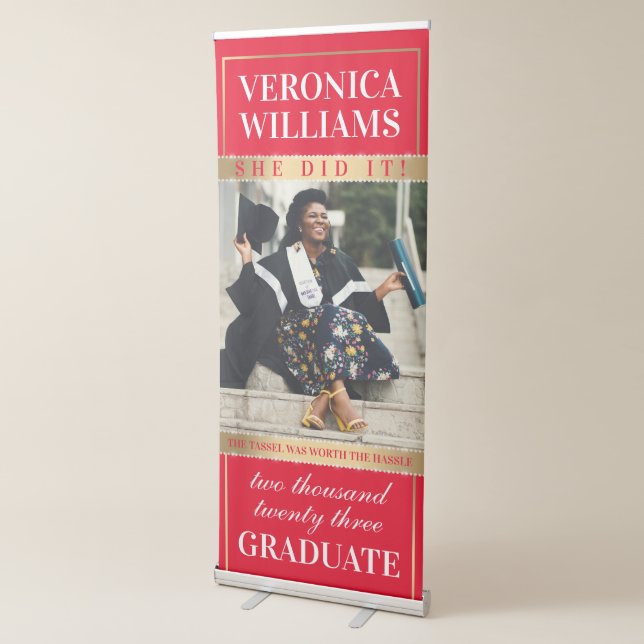 Elegant Red and Gold Graduation Retractable Banner (3/4)
