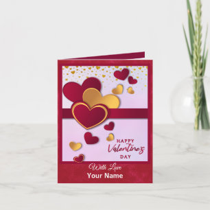 Elegant Red and Gold Hearts Valentine's Day Design Invitation