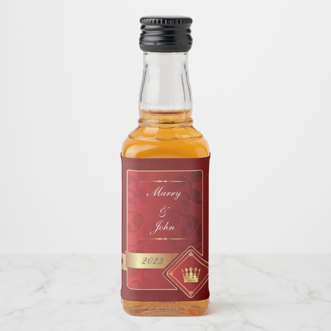 Elegant red and gold liquor bottle label (Front)