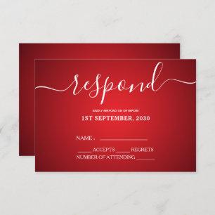 Elegant Red And Gold Love Birds Heart Wedding  RSVP Card