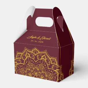 Elegant Red And Gold Mandala Wedding Favour Box