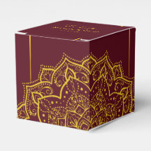 Elegant Red And Gold Mandala Wedding Favour Box