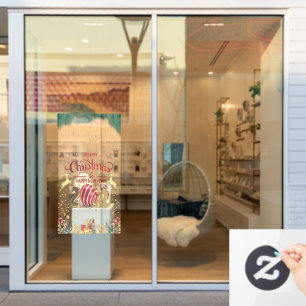 Elegant Red And Gold Merry Christmas Window Cling