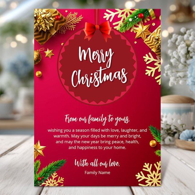 Elegant Red and Gold Ornaments Merry Christmas Invitation (Creator Uploaded)