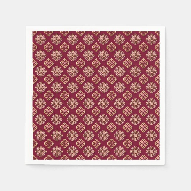 Elegant Red and Gold Pattern Design Napkin (Front)