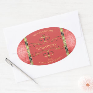 Elegant Red and Gold Product Label Glitter Borders