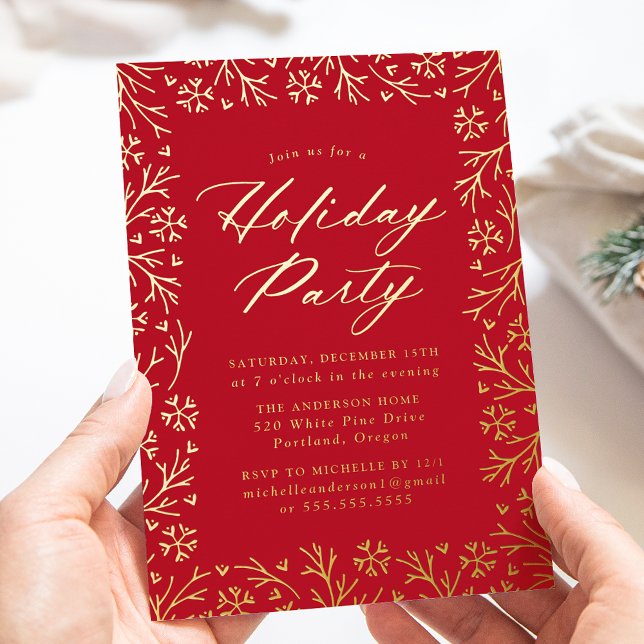 Elegant Red and Gold Snowflake Holiday Party (Creator Uploaded)