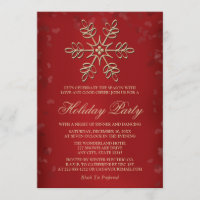 Elegant Red and Gold Snowflake Holiday Party